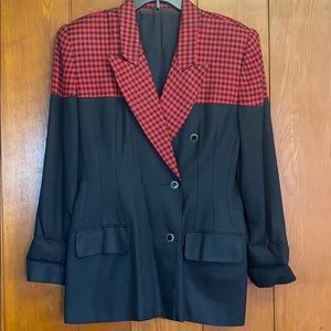 Rafael black and red plaid blazer size 12